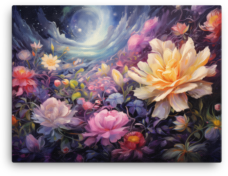 Moonlit Garden Blossoms Canvas Wall Art wall art