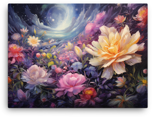 Moonlit Garden Blossoms Canvas Wall Art wall art
