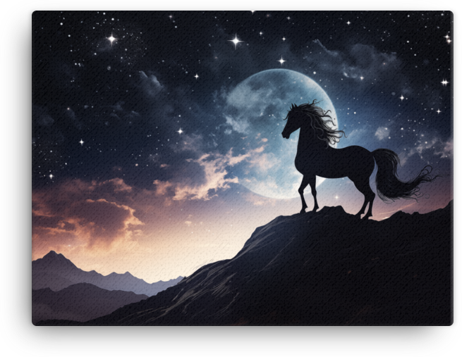 Moonlit Silhouette Horse Canvas Wall Art