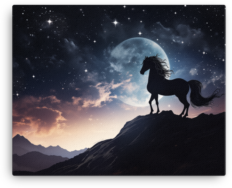 Moonlit Silhouette Horse Canvas Wall Art