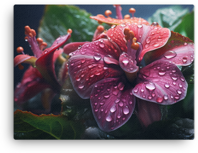 Morning Dew on Crimson Hibiscus Canvas Wall Art wall art