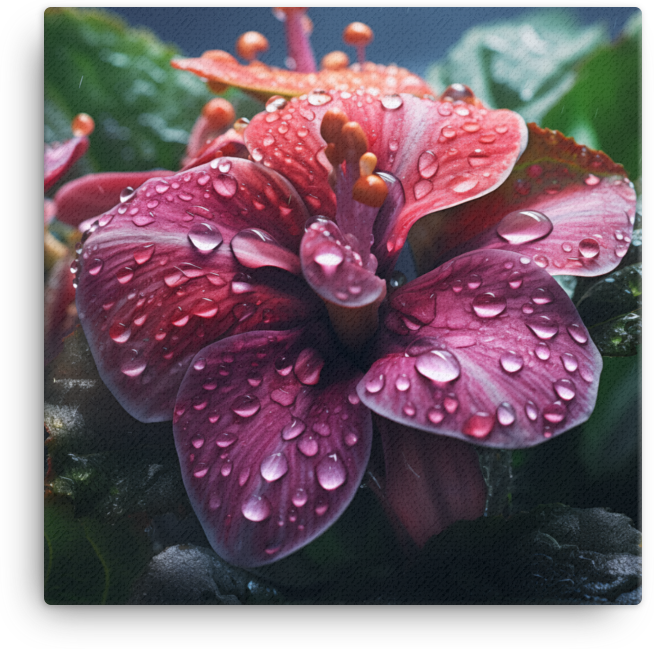 Morning Dew on Crimson Hibiscus Canvas Wall Art wall art