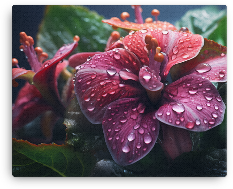 Morning Dew on Crimson Hibiscus Canvas Wall Art wall art