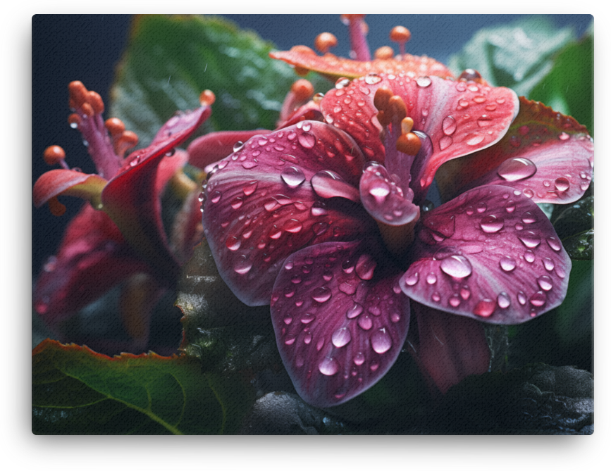 Morning Dew on Crimson Hibiscus Canvas Wall Art wall art