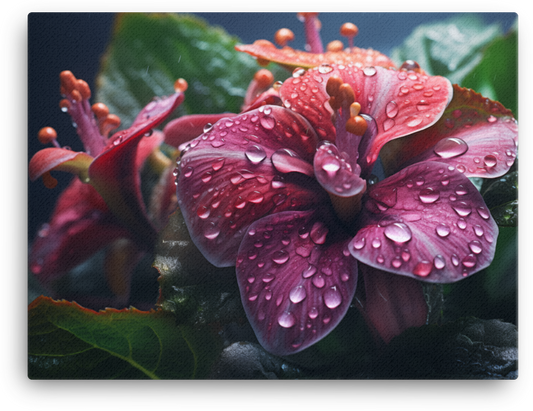 Morning Dew on Crimson Hibiscus Canvas Wall Art wall art
