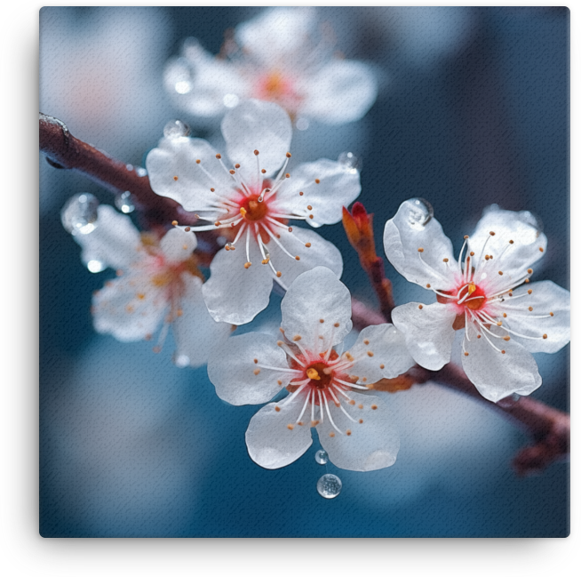 Morning Dew on Spring Cherry Blossoms Canvas