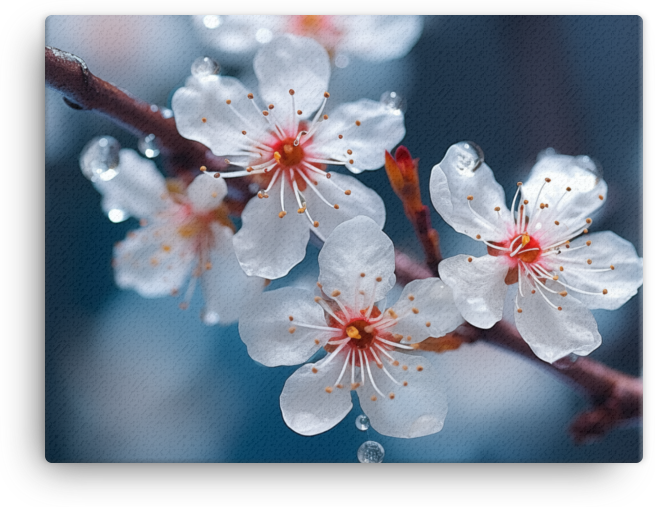 Morning Dew on Spring Cherry Blossoms Canvas