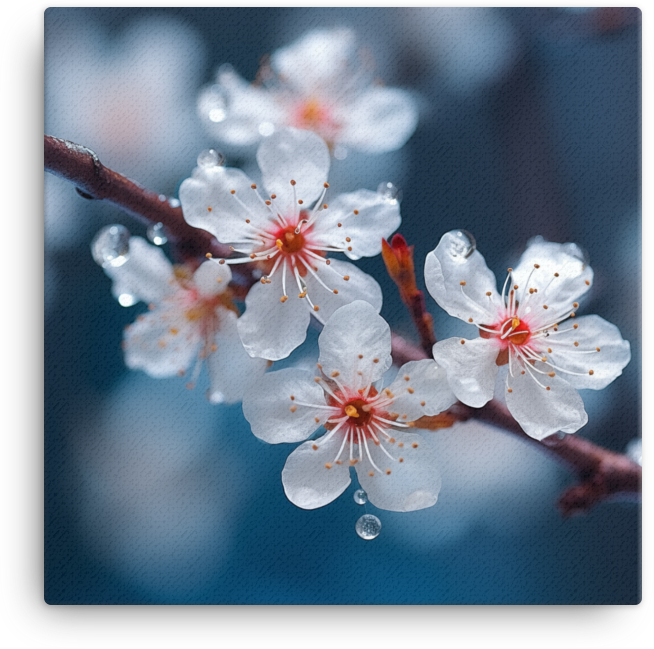 Morning Dew on Spring Cherry Blossoms Canvas