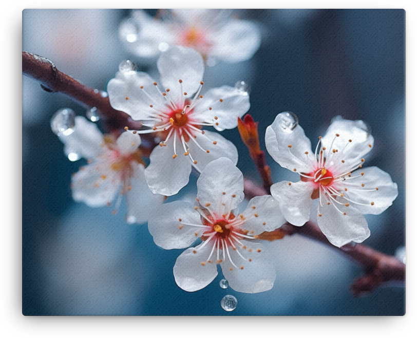 Morning Dew on Spring Cherry Blossoms Canvas