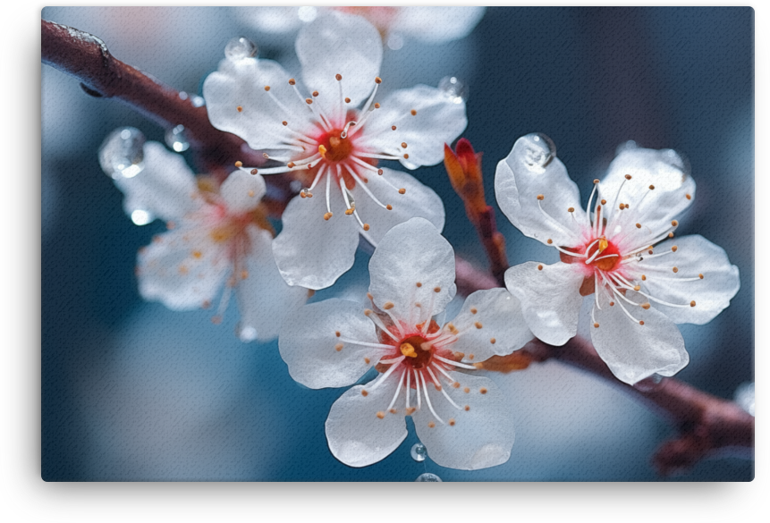 Morning Dew on Spring Cherry Blossoms Canvas
