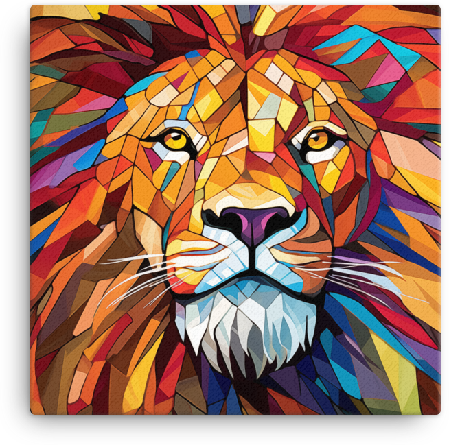 Mosaic Majesty Lion Canvas Wall Art