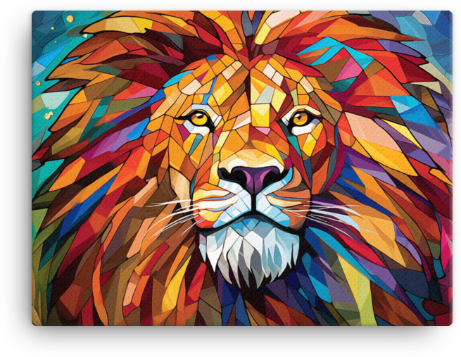 Mosaic Majesty Lion Canvas Wall Art