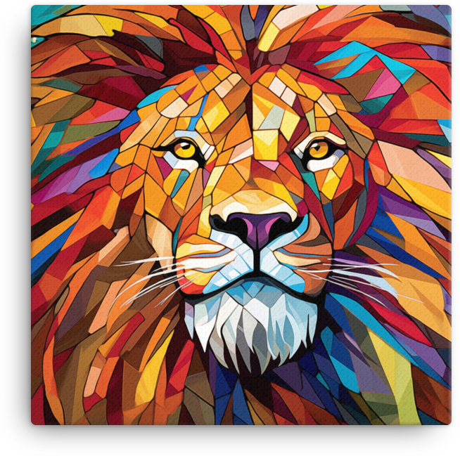Mosaic Majesty Lion Canvas Wall Art