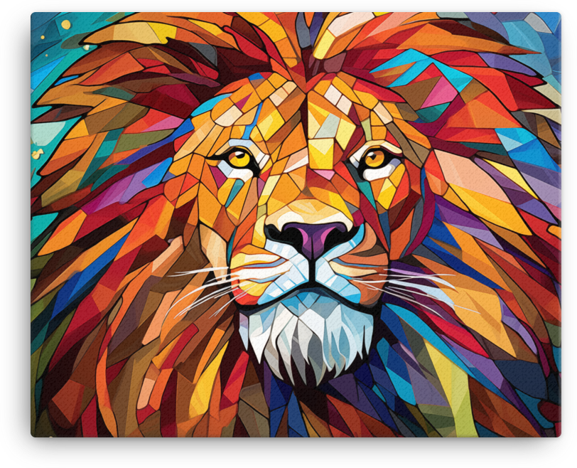 Mosaic Majesty Lion Canvas Wall Art