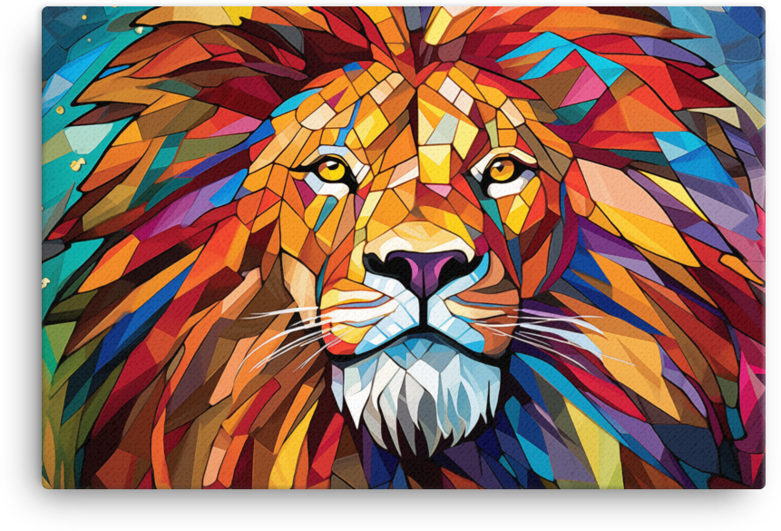 Mosaic Majesty Lion Canvas Wall Art