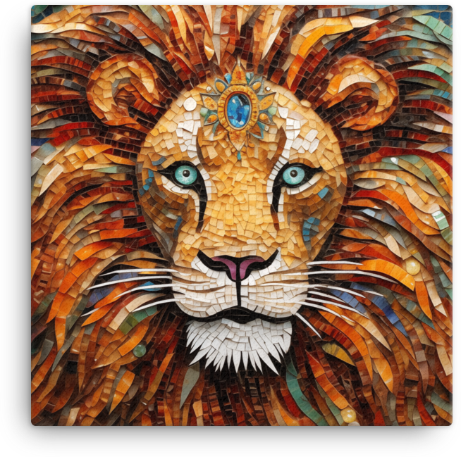 Mosaic Monarch Lion Canvas Wall Art