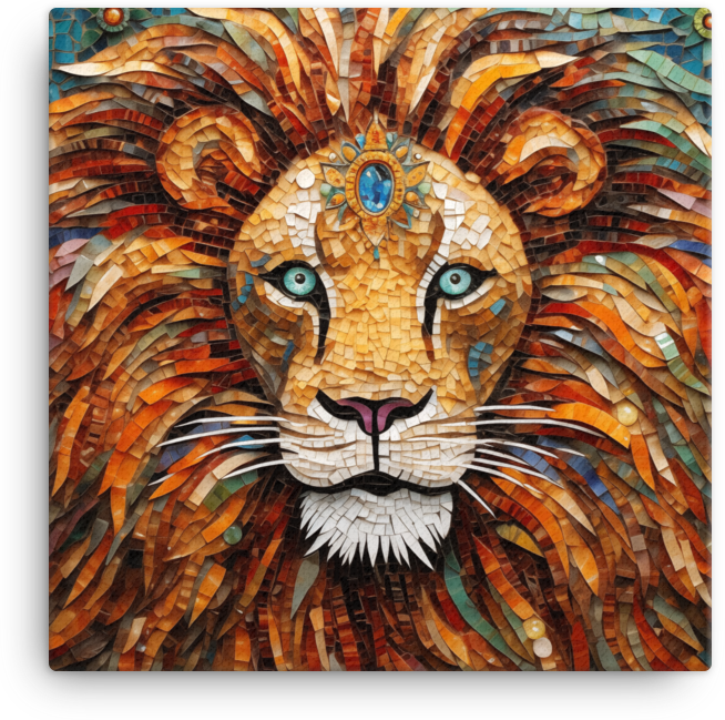 Mosaic Monarch Lion Canvas Wall Art