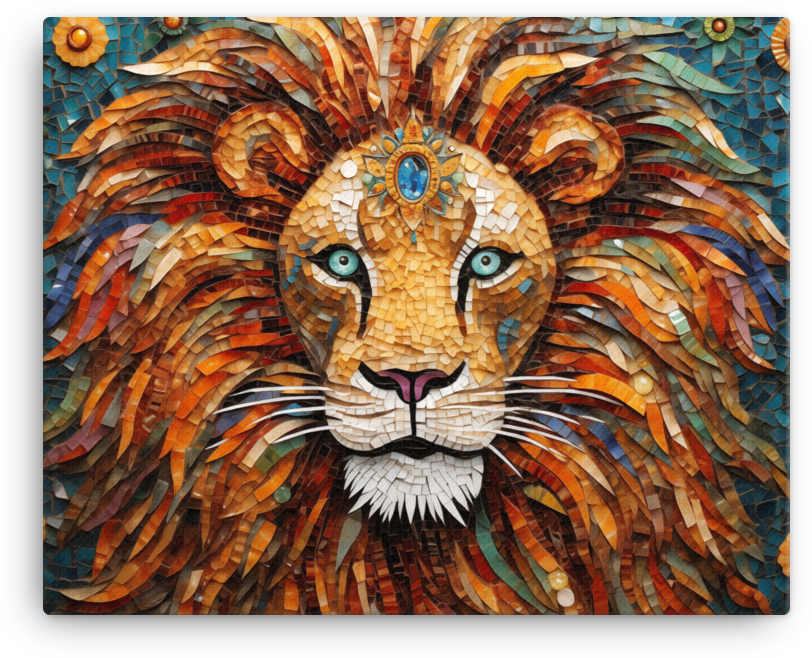 Mosaic Monarch Lion Canvas Wall Art