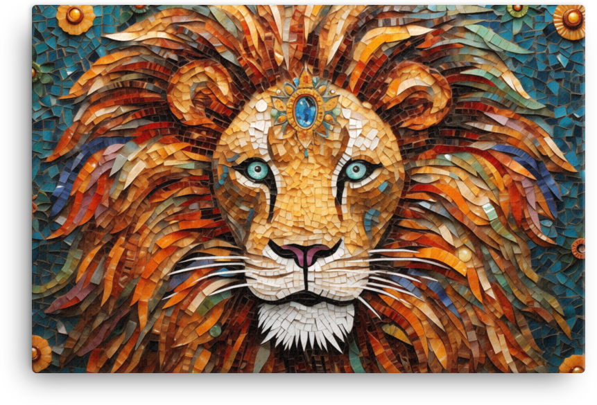 Mosaic Monarch Lion Canvas Wall Art