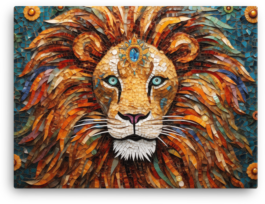 Mosaic Monarch Lion Canvas Wall Art