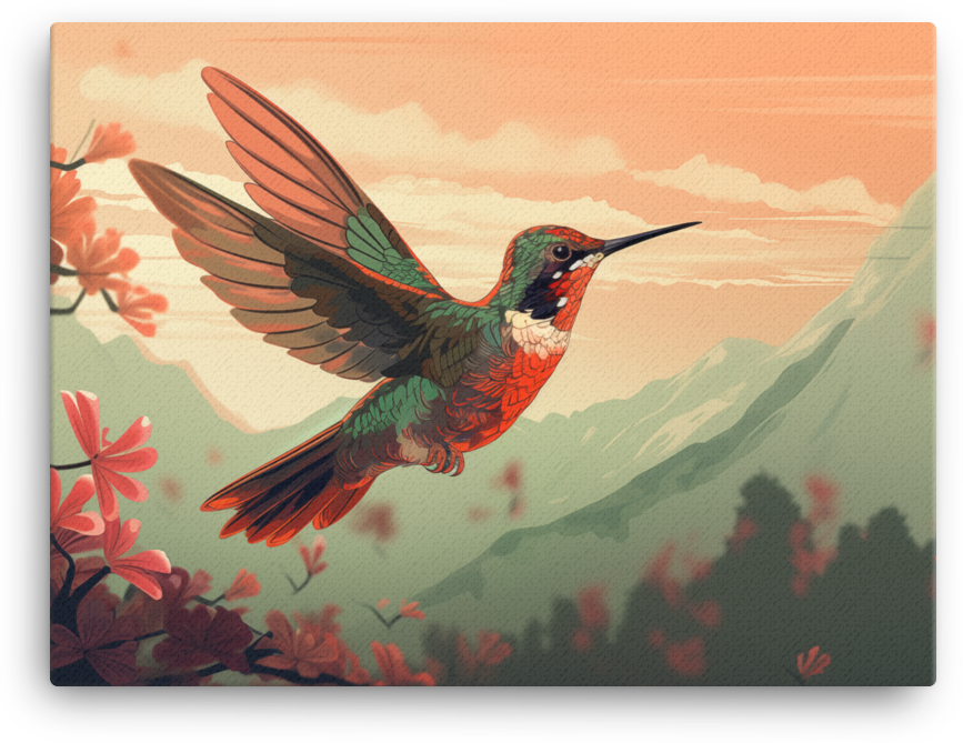 Mountain Meadow Hummingbird Canvas Wall Art