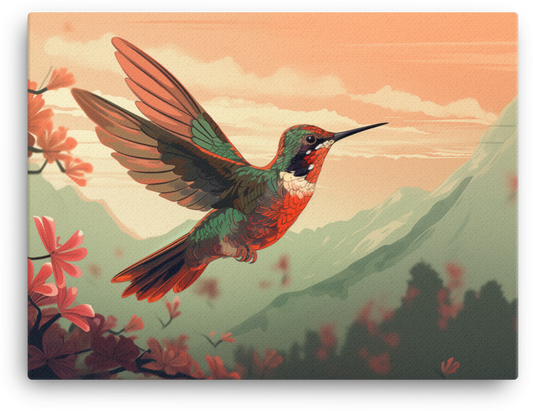 Mountain Meadow Hummingbird Canvas Wall Art