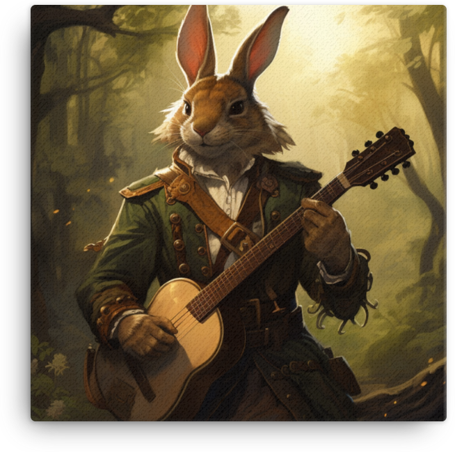 Musical Rabbit in Vintage Outfit Canvas