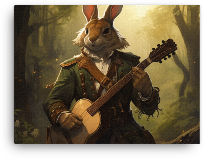 Musical Rabbit in Vintage Outfit Canvas