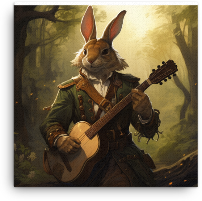 Musical Rabbit in Vintage Outfit Canvas