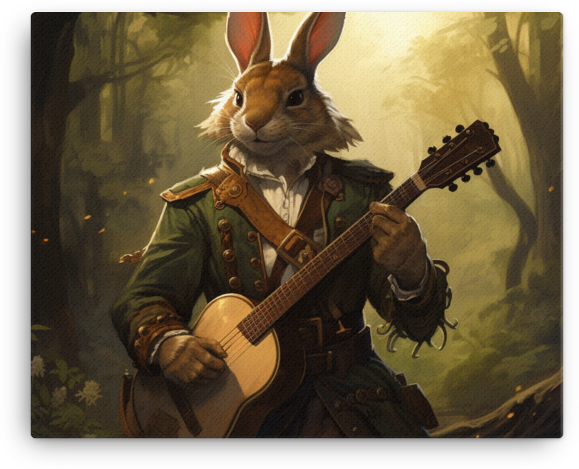 Musical Rabbit in Vintage Outfit Canvas