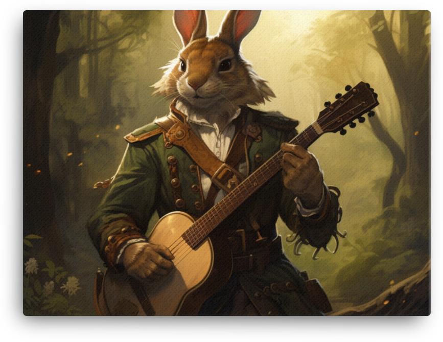 Musical Rabbit in Vintage Outfit Canvas