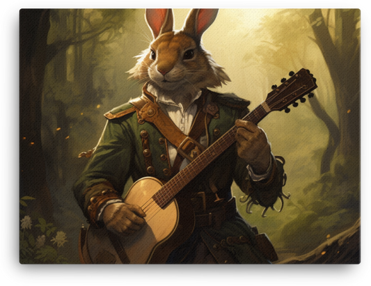 Musical Rabbit in Vintage Outfit Canvas