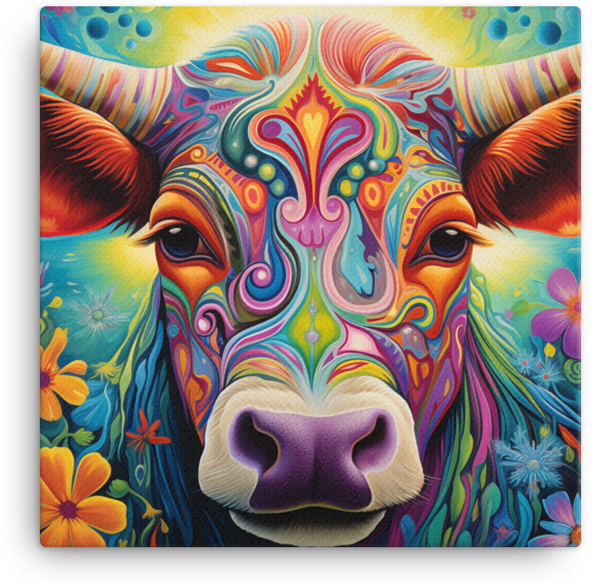 Mystic Meadow Cow Canvas Wall Art