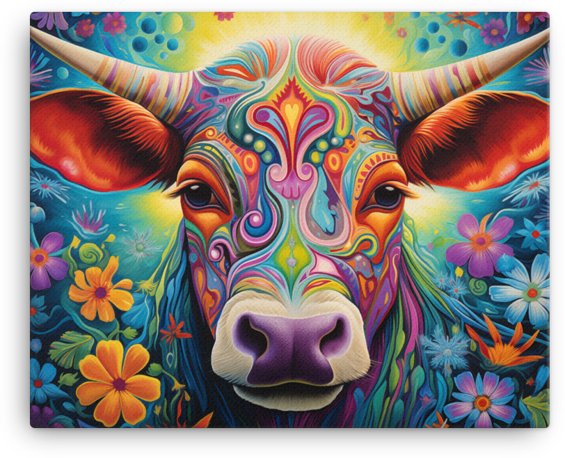 Mystic Meadow Cow Canvas Wall Art