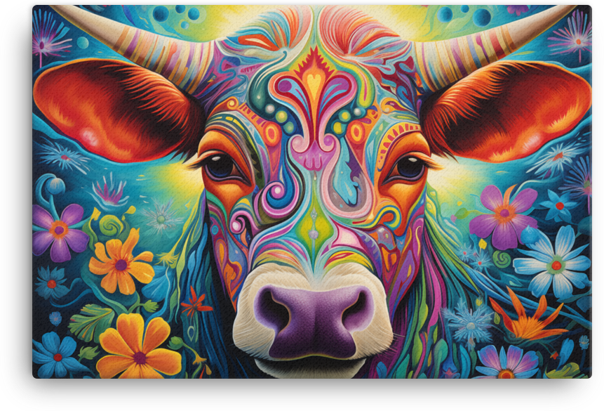 Mystic Meadow Cow Canvas Wall Art