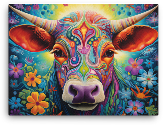 Mystic Meadow Cow Canvas Wall Art