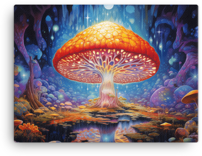 Mystic Mushroom Glow Forest Canvas