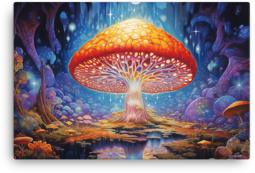 Mystic Mushroom Glow Forest Canvas