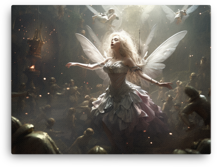 Mystical Fairy Amidst Luminous Dance Canvas