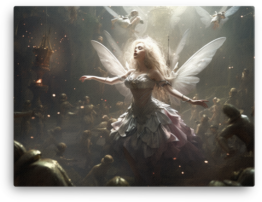 Mystical Fairy Amidst Luminous Dance Canvas