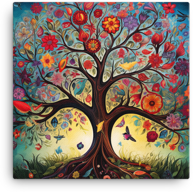 Mystical Floral Tree of Life Canvas wall art