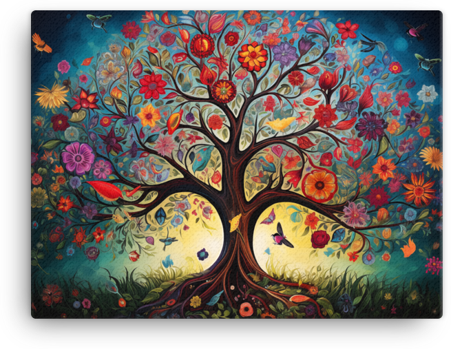 Mystical Floral Tree of Life Canvas wall art