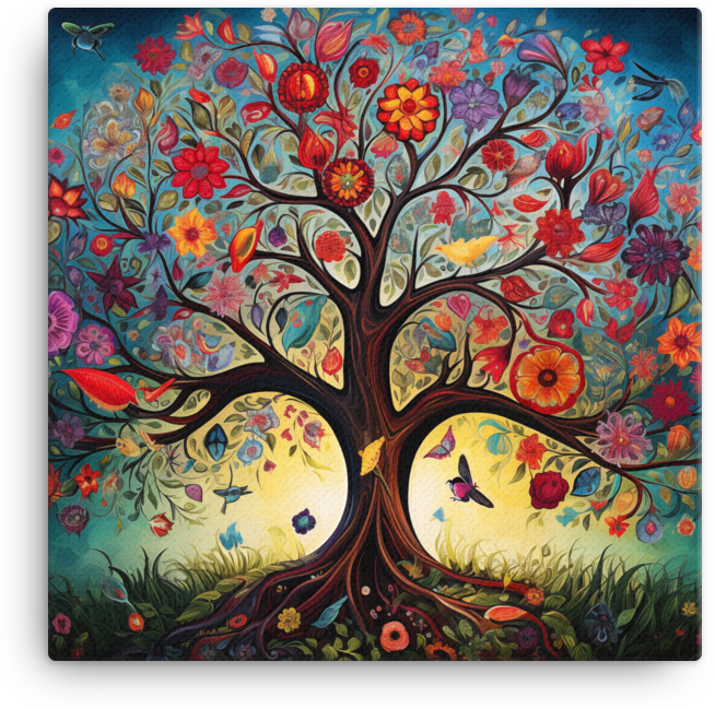 Mystical Floral Tree of Life Canvas wall art