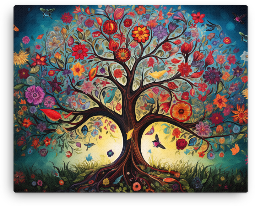 Mystical Floral Tree of Life Canvas wall art