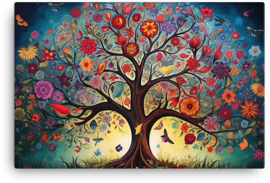 Mystical Floral Tree of Life Canvas wall art