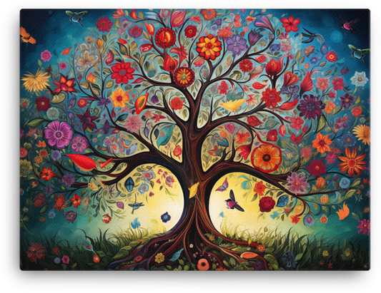 Mystical Floral Tree of Life Canvas wall art