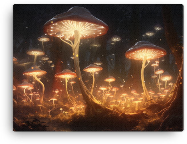 Mystical Forest Mushroom Lights Canvas