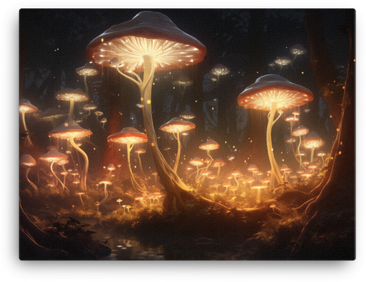 Mystical Forest Mushroom Lights Canvas