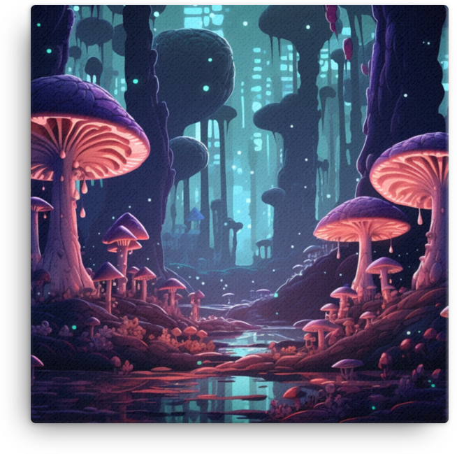 Mystical Mushroom Forest Canvas