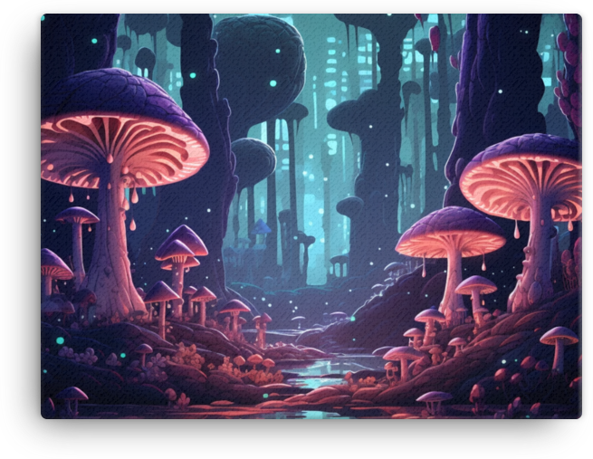 Mystical Mushroom Forest Canvas
